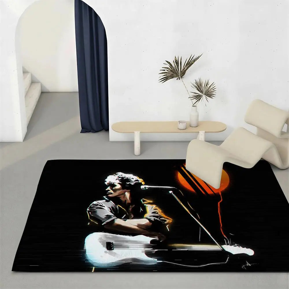 Viktor Tsoi Flannel Floor Mat – Non-Slip Soft Indoor Rug Flannel Floor Mat Axl White3 120x160cm