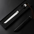 M390 Steel Fixed Blade Knife – Ebony Handle & Leather Scabbard Fixed Blade Knife Axl Square shape