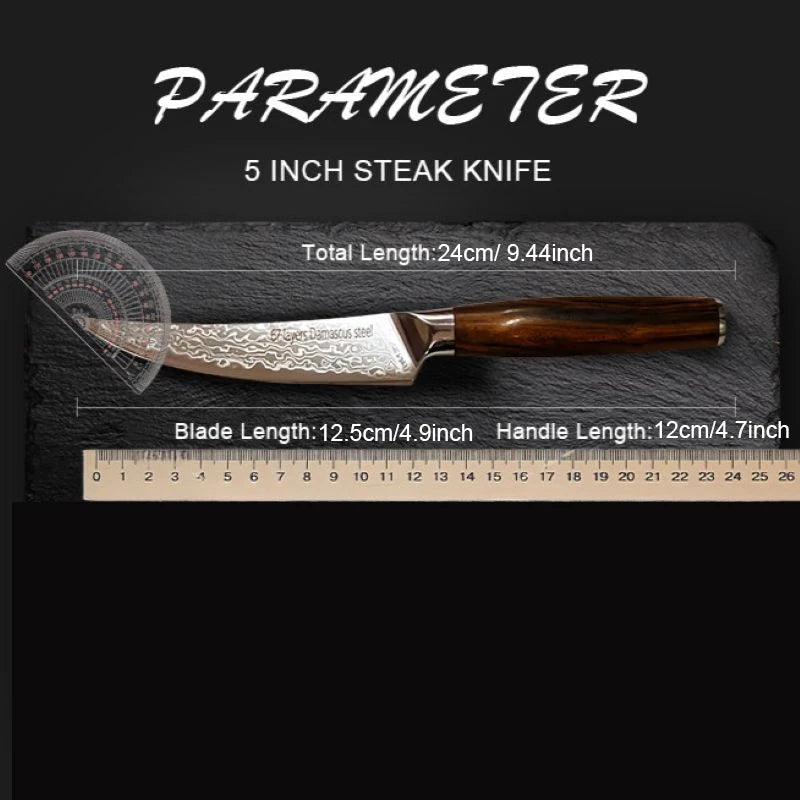 Damascus Steel VG10 Kitchen Knife – Ebony Handle | 12.5" Blade Damascus Kitchen Knife Axl