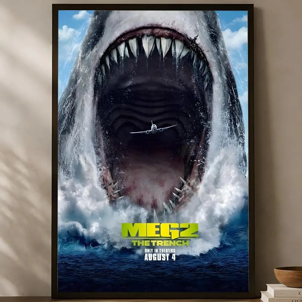 Jaws Movie Poster Self-Stick HD PVC Waterproof Wall Art Movie Wall Poster Axl White02 30X40cmNoframe