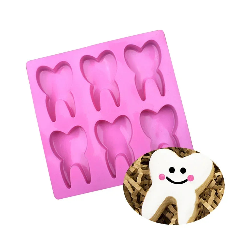 6-Cavity Tooth Silicone Mold – Chocolate, Candy, Soap & More Silicone Baking Mold Axl