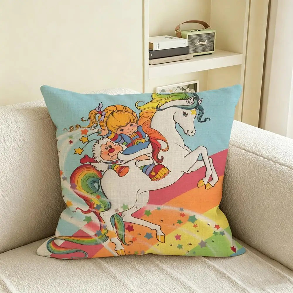 Rainbow Cartoon Linen Cushion Cover Set | Sofa & Bed Décor Linen Cushion Cover Axl White3 30X30cm