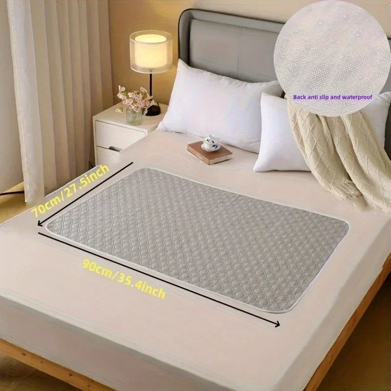 Washable Leak-Proof Bed Mats for Adults, Elderly & Pets Reusable Bed Mat Axl Grey-70x90cm