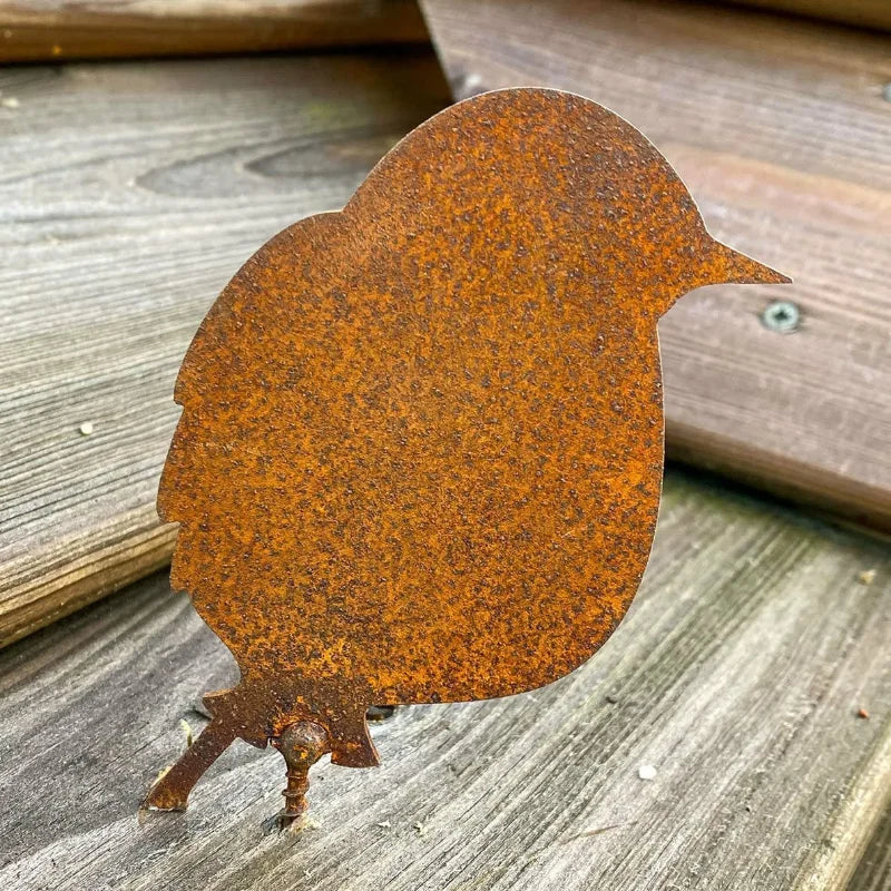 4-Piece Rusty Metal Bird Silhouette Ornaments | Garden Fence Decor Garden Metal Ornament Axl