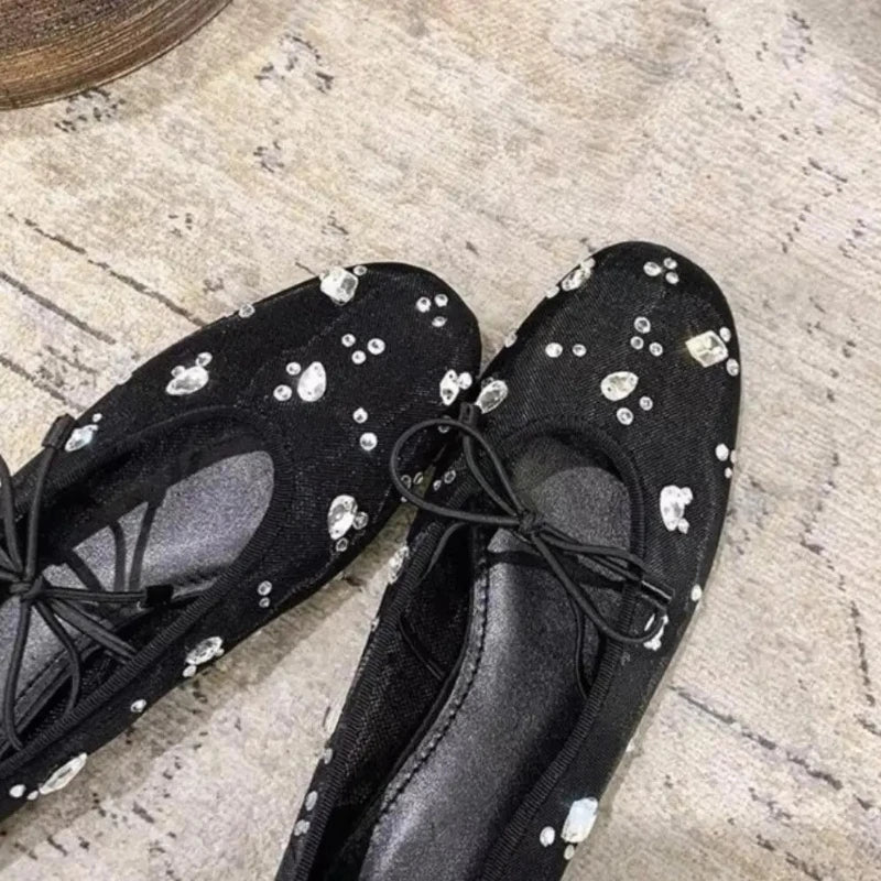 Lace Rhinestone Mary Jane Ballet Flats – Women's Slip-On Ballet Flats Axl black 37