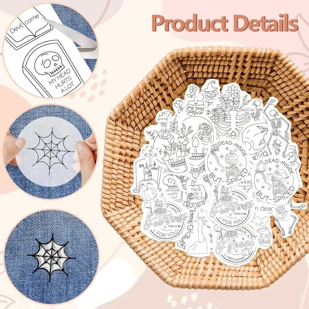 Water Soluble Embroidery Patterns – 4 Sheets, 39 Designs Embroidery Pattern Kit Axl