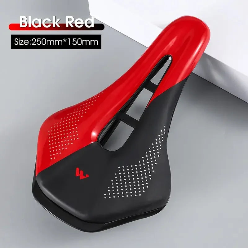 WEST BIKING Ultralight Bike Saddle – Hollow PU Leather MTB Seat Bicycle Saddle Axl Red
