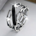 Huitan Black Enamel Chain Link Ring | Vintage Geometric Women Fashion Ring Axl A109 6