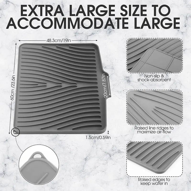 Extra Large Silicone Dish Drying Mat – Non-Slip Kitchen Pad Dish Drying Mat Axl