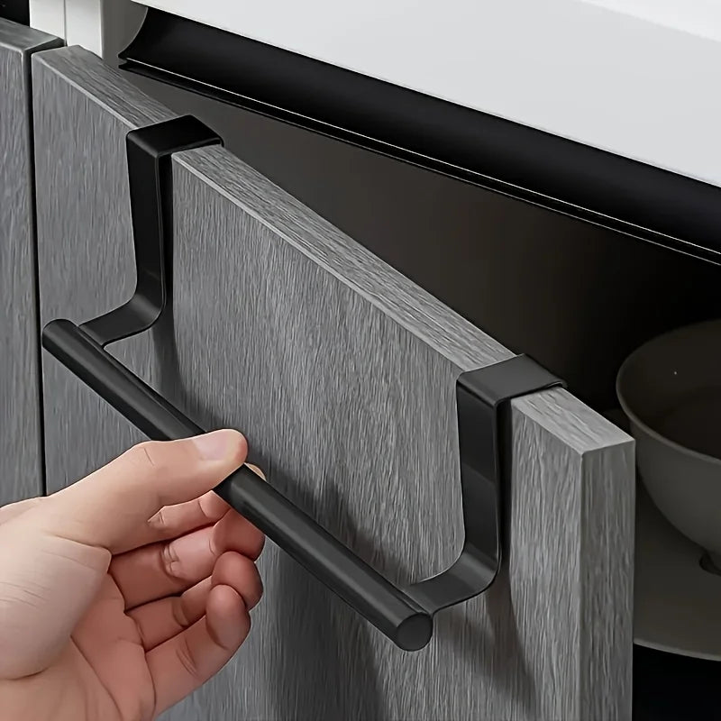 Punch-Free Door Hanging Towel Bar | Stainless Steel Rack Door Towel Rack Axl Black M-1Pcs XL