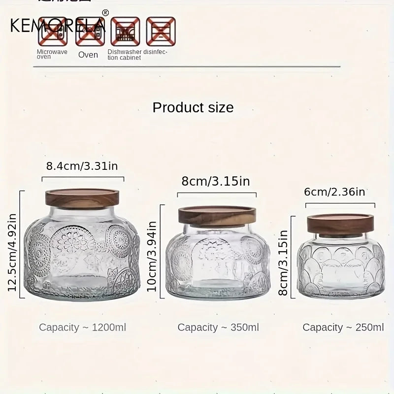 Retro Crabapple Airtight Glass Storage Jars | 1 or 3 Pcs Set Glass Storage Jars Axl
