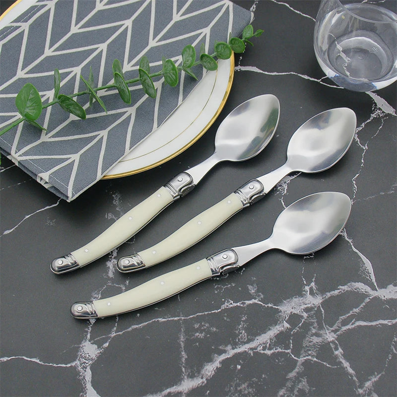 6-Piece Laguiole Stainless Steel Cutlery Set – Knives Forks Spoons Flatware Cutlery Set Axl
