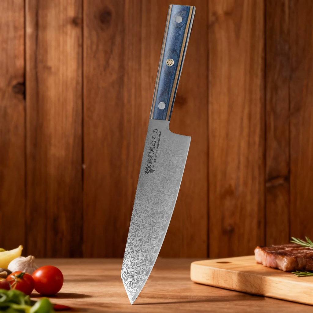 Damascus Chef's Knife – Japanese Santoku Wood Handle | 20cm Chef's Knife Axl 1pcs A