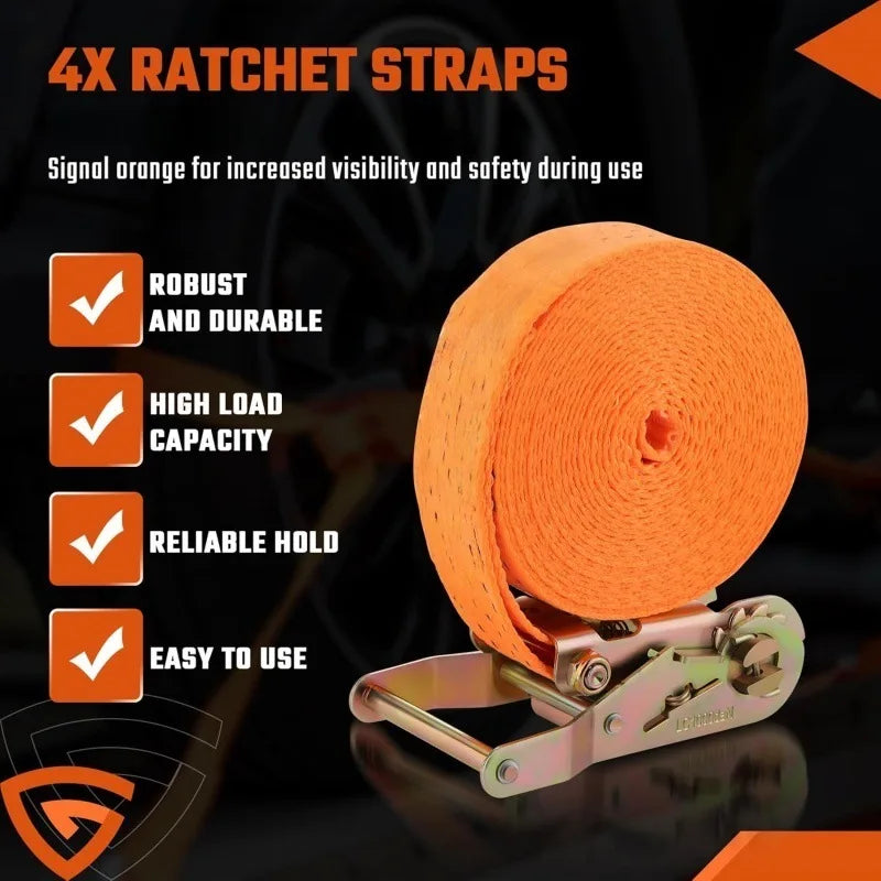 Ratchet Tie-Down Cargo Strap – 250KG Metal Buckle for Car & Bike Ratchet Cargo Strap Axl