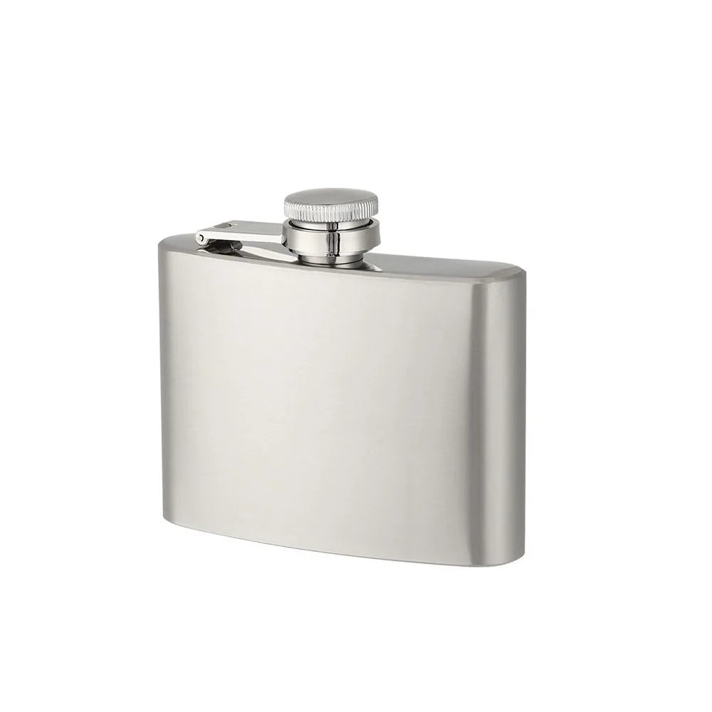 Stainless Steel Hip Flask – Leakproof Portable Whisky Flask Hip Flask Axl 4oz (112ml)-Silver
