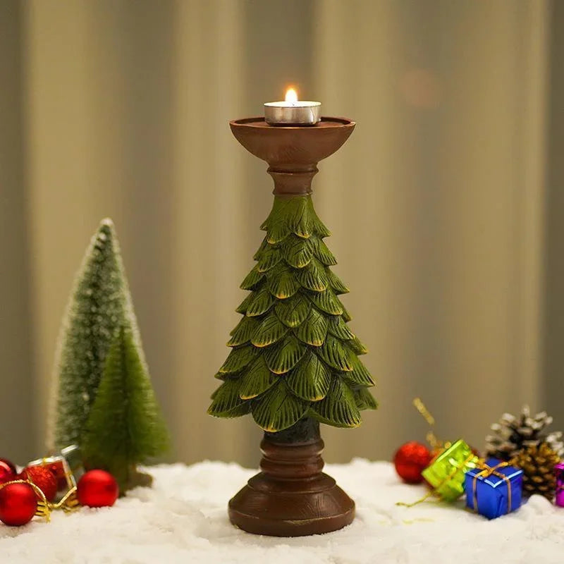 Christmas Tree Candle Holder – Resin Festive Candlestick Decor Candle Holder Axl