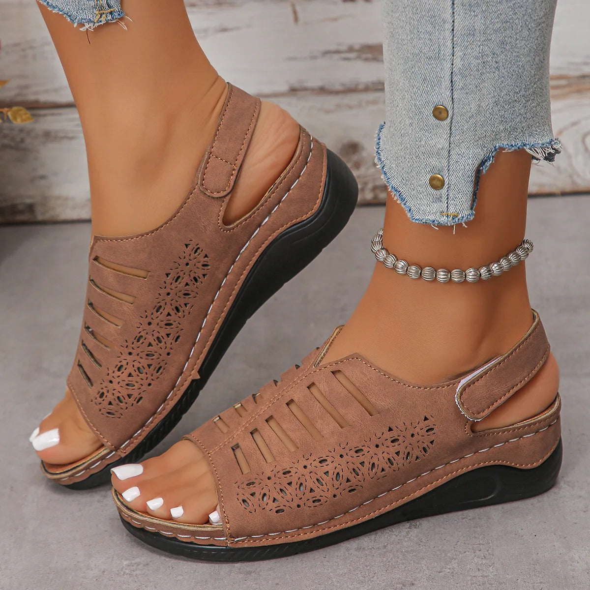HAJINK Women's Wedge Sandals – Elegant Roman Flat Sandal Women's Wedge Sandals Axl