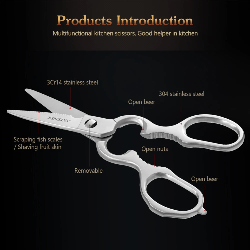 XINZUO Kitchen Scissors – Stainless Steel Poultry Shears Kitchen Scissors Axl