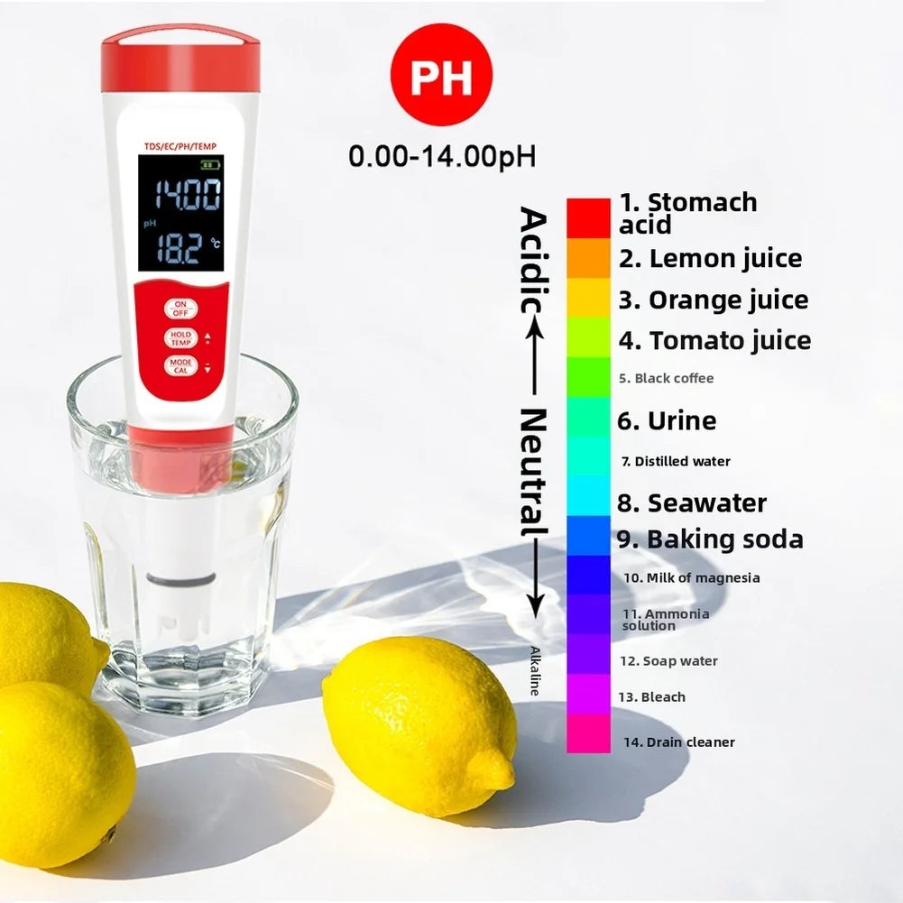 4-in-1 Digital Water Tester – pH, TDS, Conductivity & Temp Digital Water Tester Axl