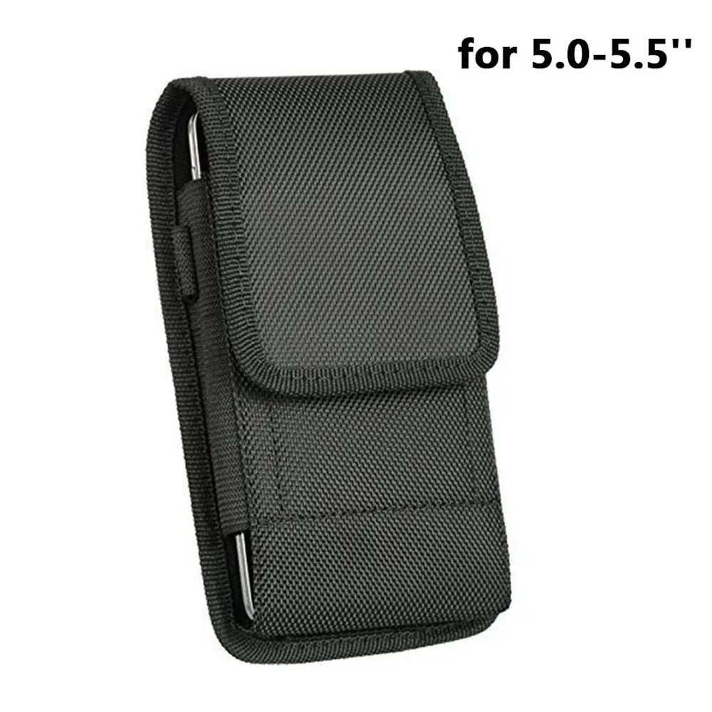 Black Nylon Phone Pouch with Belt Clip & Keychain Loop Phone Belt Pouch Axl for 5.0-5.5 inch