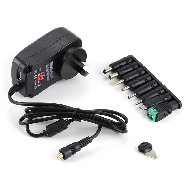 30W Adjustable Universal Power Adapter 3V–12V + USB | US EU UK AU Universal Power Adapter Axl