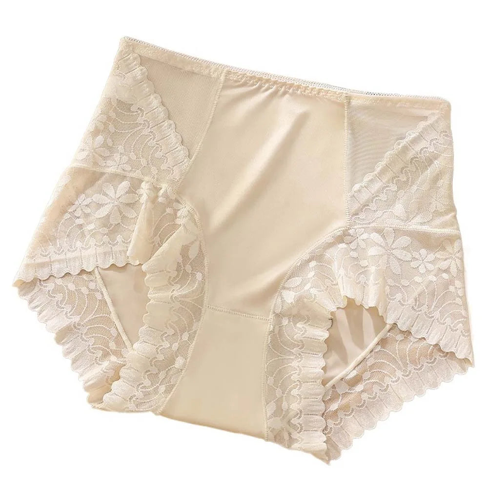 Women's Ice Silk High-Waist Lace Briefs | Smooth & Comfy Women's Silk Briefs Axl Nude M 1pc