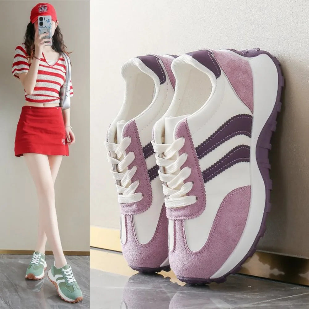 Women's Retro Suede Lace-Up Sneakers | Lightweight Casual Trainers Women's Casual Sneakers Axl
