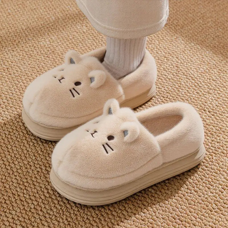 Women's Faux Fur Cat Slippers – Cozy Indoor Slides Size 36–45 Faux Fur Slippers Axl