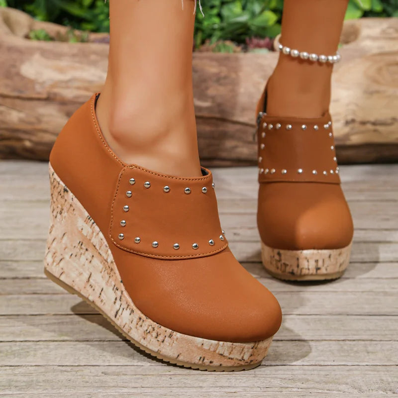 Women's Zip Platform Wedge Pumps – Round Toe Dress Shoes Platform Wedge Pumps Axl