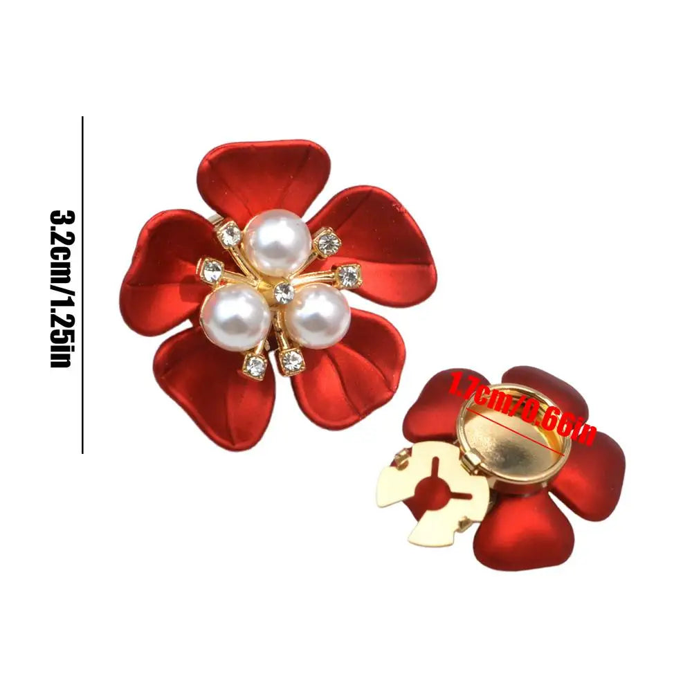 Rhinestone Floral Button Covers for Women – DIY Jewelry Clips Button Cover Clips Axl Red