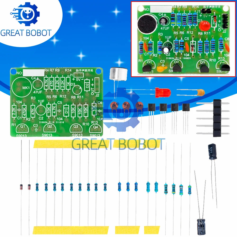 Clap Control Switch DIY Kit – PCB Sound Sensor Module 3–5V DIY Electronics Kit Axl Default Title