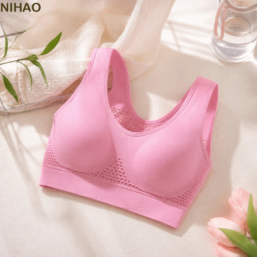 Women's Seamless Wire-Free Sports Bra – Hollow Mesh Quick-Dry Seamless Sports Bra Axl