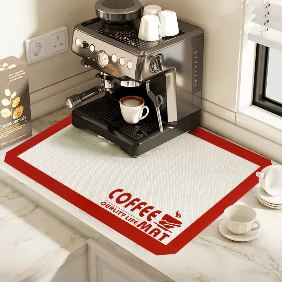 Silicone Coffee Mat – Bar Mat for Countertops & Coffee Makers Kitchen Counter Mat Axl Red - 42x29.5cm