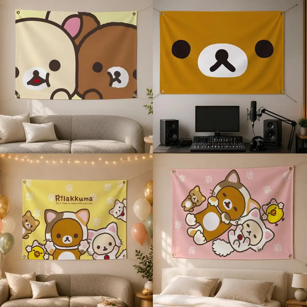 Rilakkuma Wall Hanging Flag Banner – Room & Party Decor Wall Flag Banner Axl