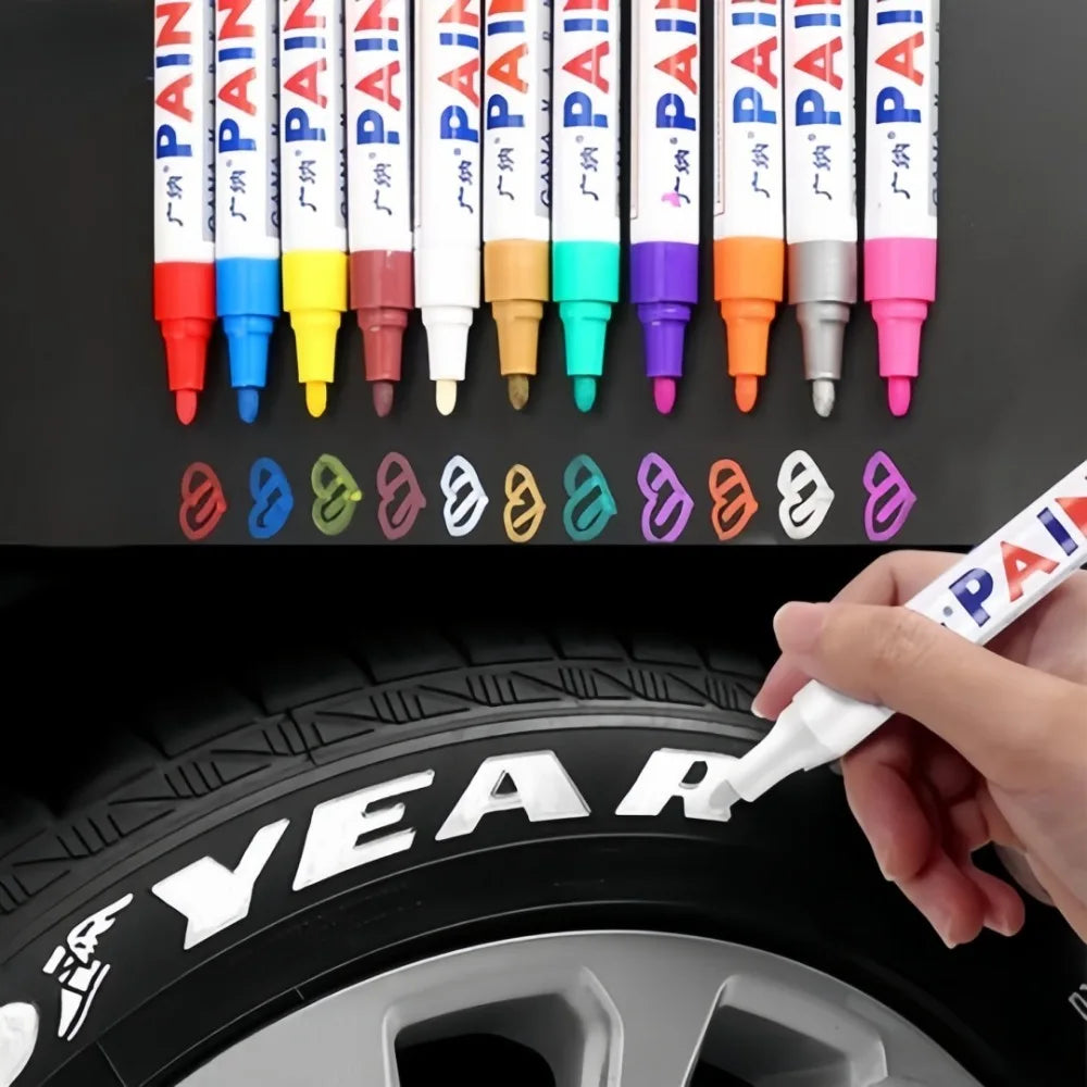 12-Piece Waterproof Car Tire Paint Marker Pen Set | Multi-Surface Automotive Paint Markers Axl