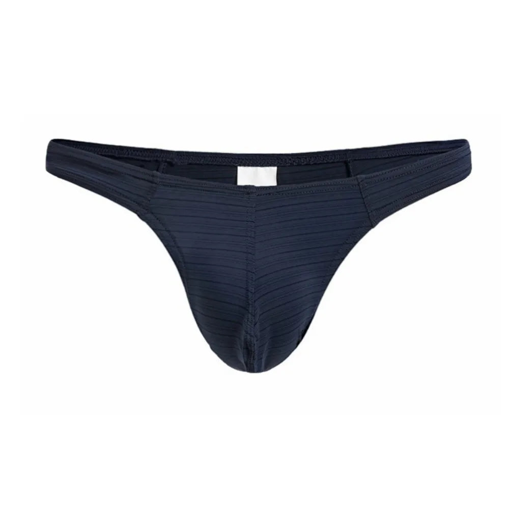 Men's Ice Silk Thongs – Breathable Low Waist Nylon Briefs Men's Thong Underwear Axl Dark Blue 2XL
