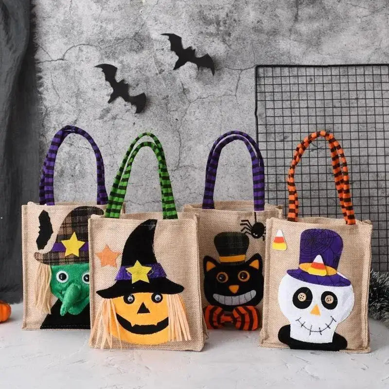 Halloween Linen Tote Bag – Kids Trick or Treat Gift Bag Halloween Tote Bag Axl