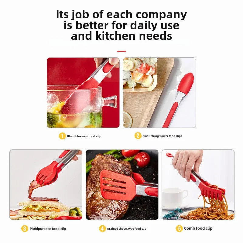 Silicone & Stainless Steel Food Tongs – BBQ, Grill & Kitchen Kitchen Tongs Axl