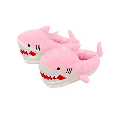 Lorilury Shark Furry Slippers – Women's Cartoon Indoor Slides Novelty Fur Slippers Axl Pink ONE SIZE