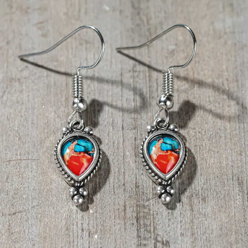 Huitan Boho Drop Earrings – Imitation Turquoise Women's Jewelry Drop Earrings Axl E5501