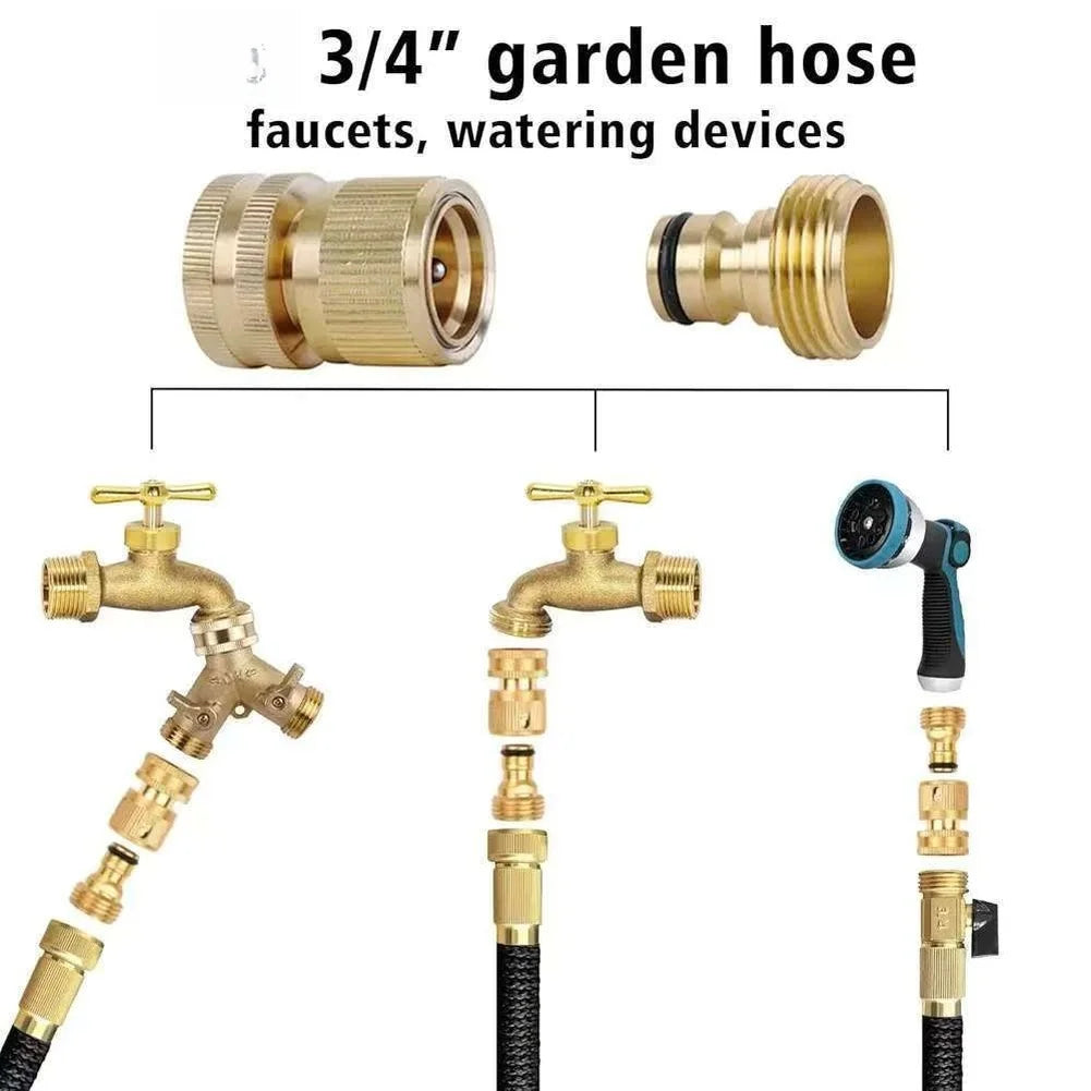 Brass 3/4" GHT Quick Connect Garden Hose Coupler Fitting Garden Hose Fitting Axl