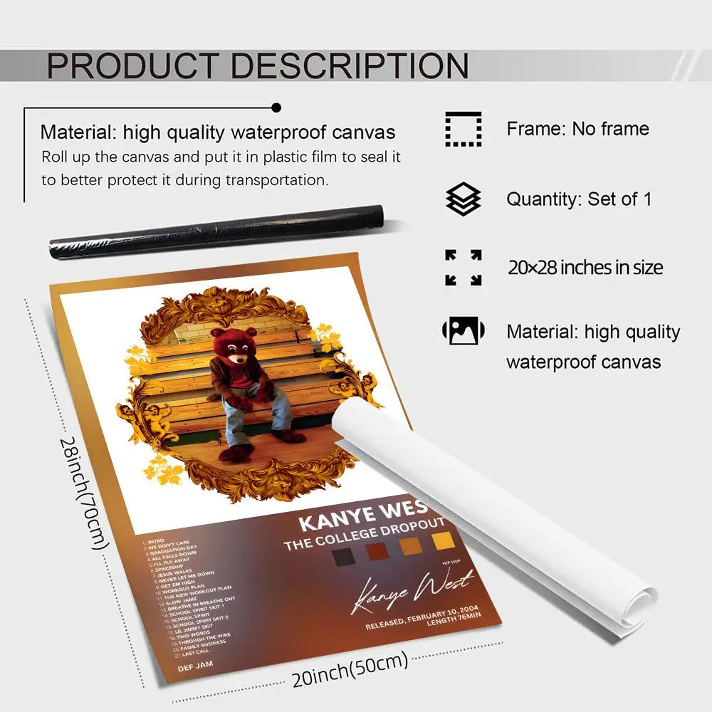 Kanye West Canvas Wall Art – Frameless HD Print Poster Canvas Wall Art Axl
