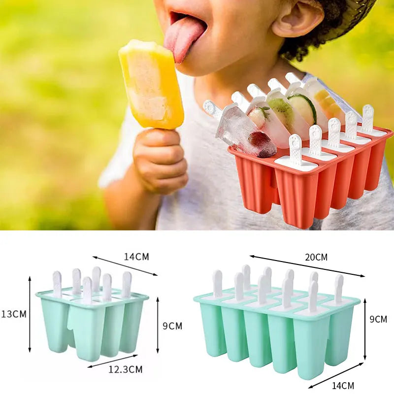 BPA-Free Silicone Popsicle Molds 6/10 Cavity Ice Pop Maker Ice Pop Mold Set Axl