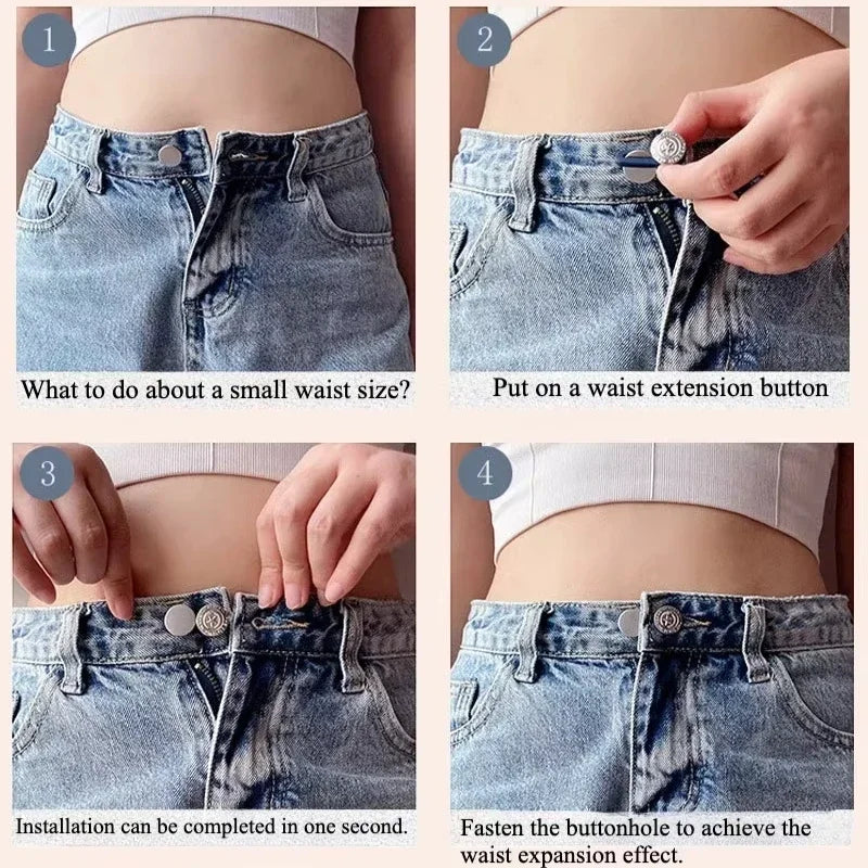 4-Pack Jeans Button Extender – Adjustable Waist Expander Clothing Button Extender Axl