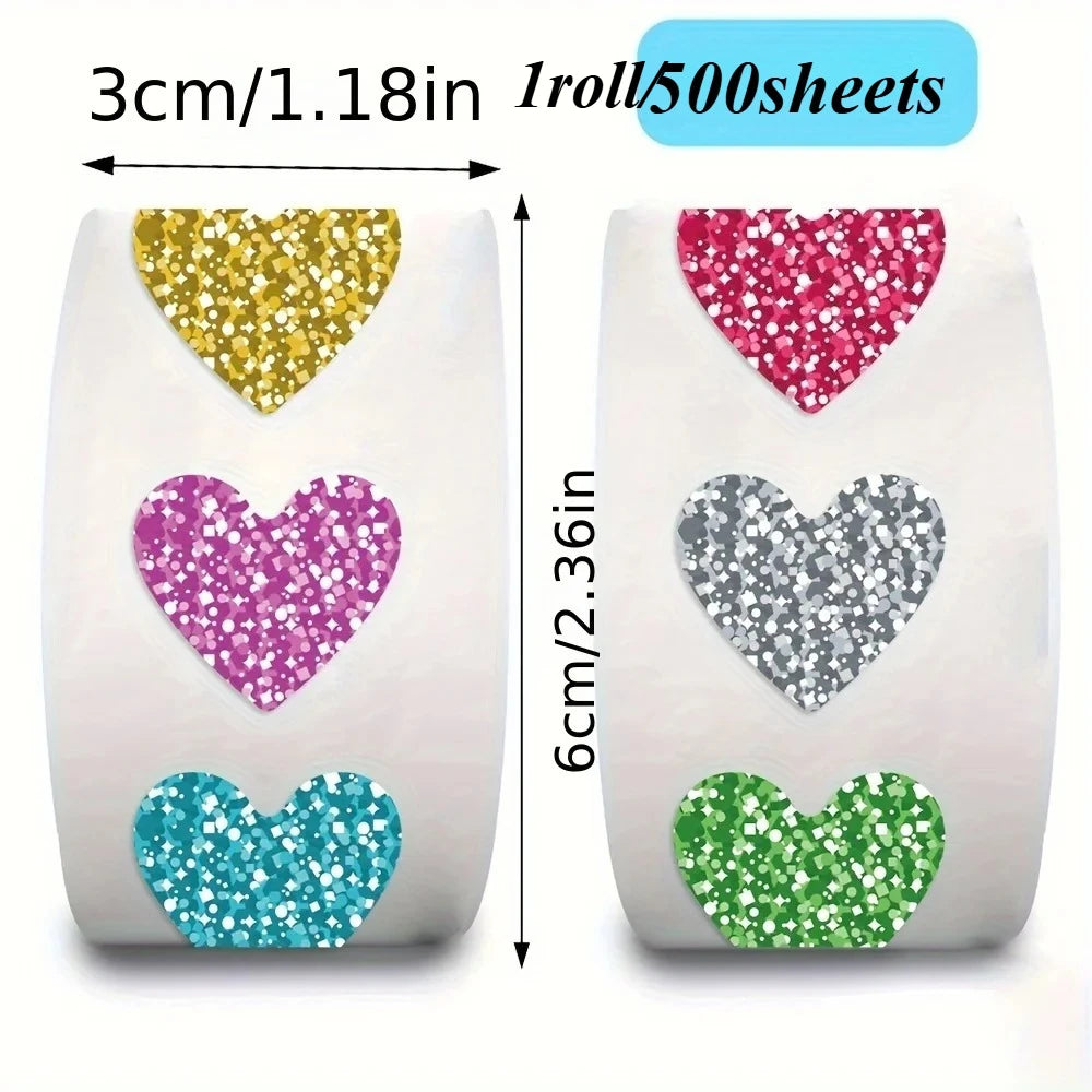 Heart Roll Stickers 500/1000 Sheets – Decorative Seal Stickers Decorative Sticker Roll Axl 1roll-500sheets as show