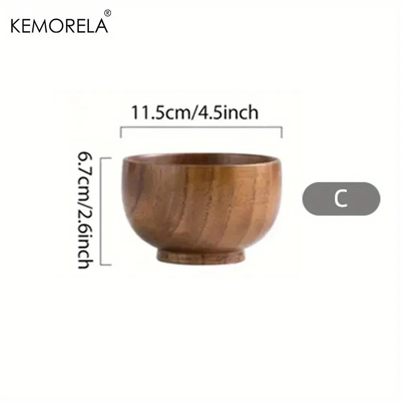 KEMORELA Natural Wooden Bowl – Salad, Rice & Fruit Serving Wooden Serving Bowl Axl C