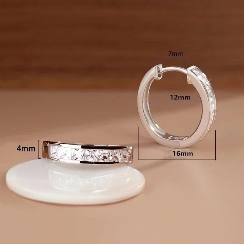 925 Sterling Silver Zircon Circle Stud Earrings | Women's Gift Stud Earrings Axl