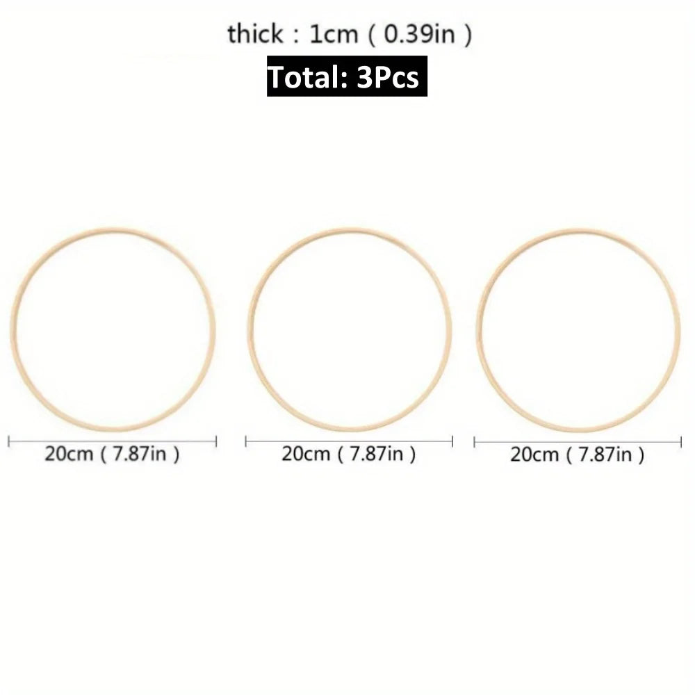 Bamboo Wreath Rings 12-Pack | 4 Sizes DIY Macrame Hoops Craft Hoop Rings Axl 7.87in