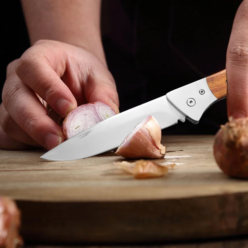 InLeung Folding Boning Knife – Stainless Steel & Wood Handle Folding Kitchen Knife Axl