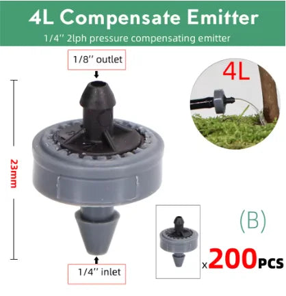 Pressure Compensating Drip Emitters 2L 4L 8L – 50 to 200 Pcs Drip Irrigation Emitter Axl 200PCS